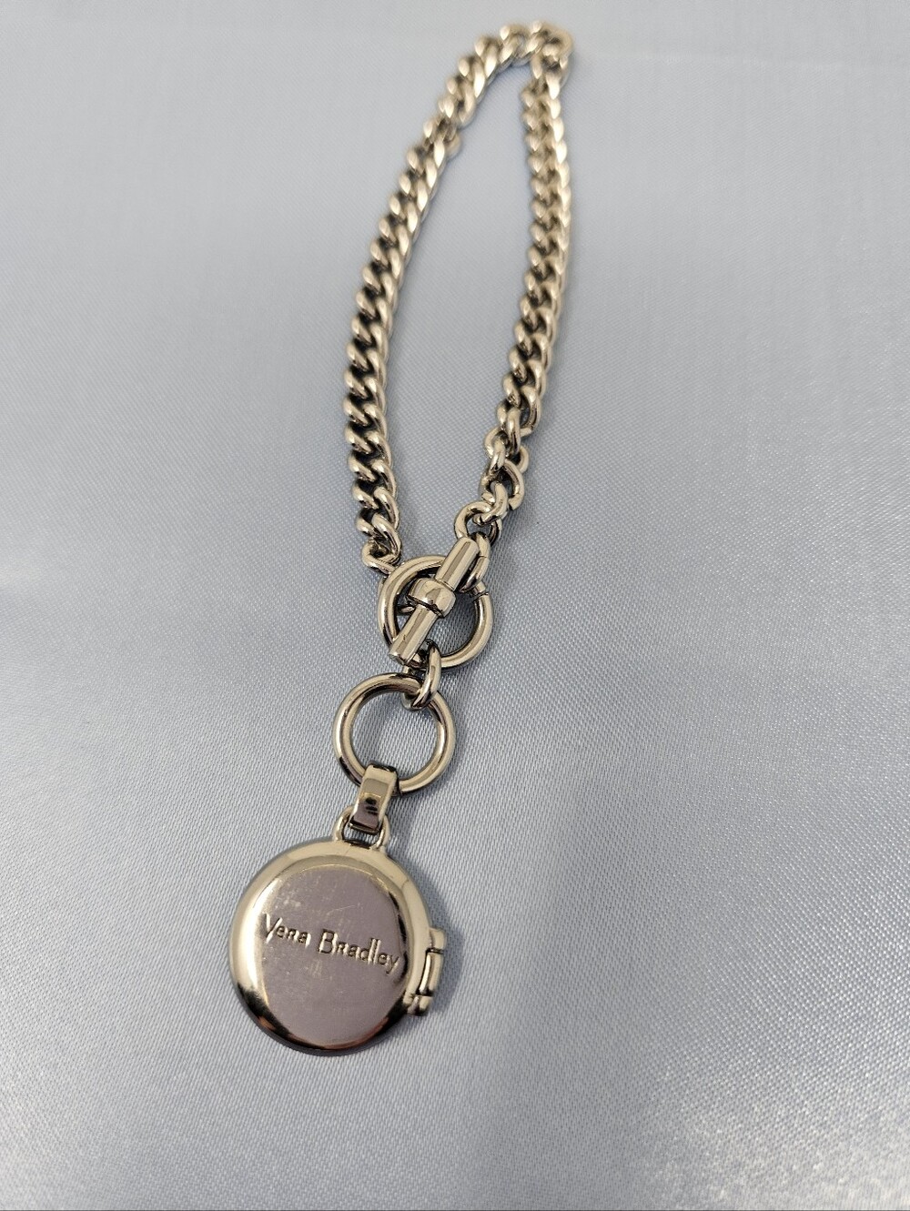 Vera Bradley Collect Moments Silver-Tone Locket Pendant Bracelet Toggle Clasp